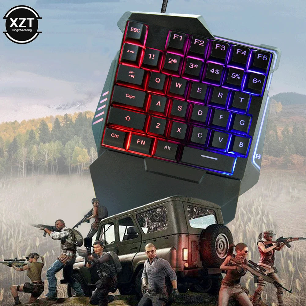 Compact Ergonomic 35-Key One-Handed Mechanical Gaming Keyboard - Portable Wired Design