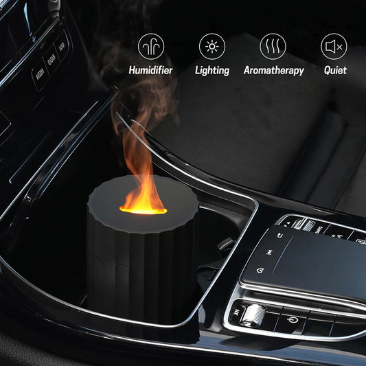 Car Diffuser, Black Car Humidifier,Flame Diffuser for Essential Oils - Mini Portable Humidifier Cool Mist,100Ml Colorful Air Aroma Diffuser,Aromatherapy Diffuser for Home Office