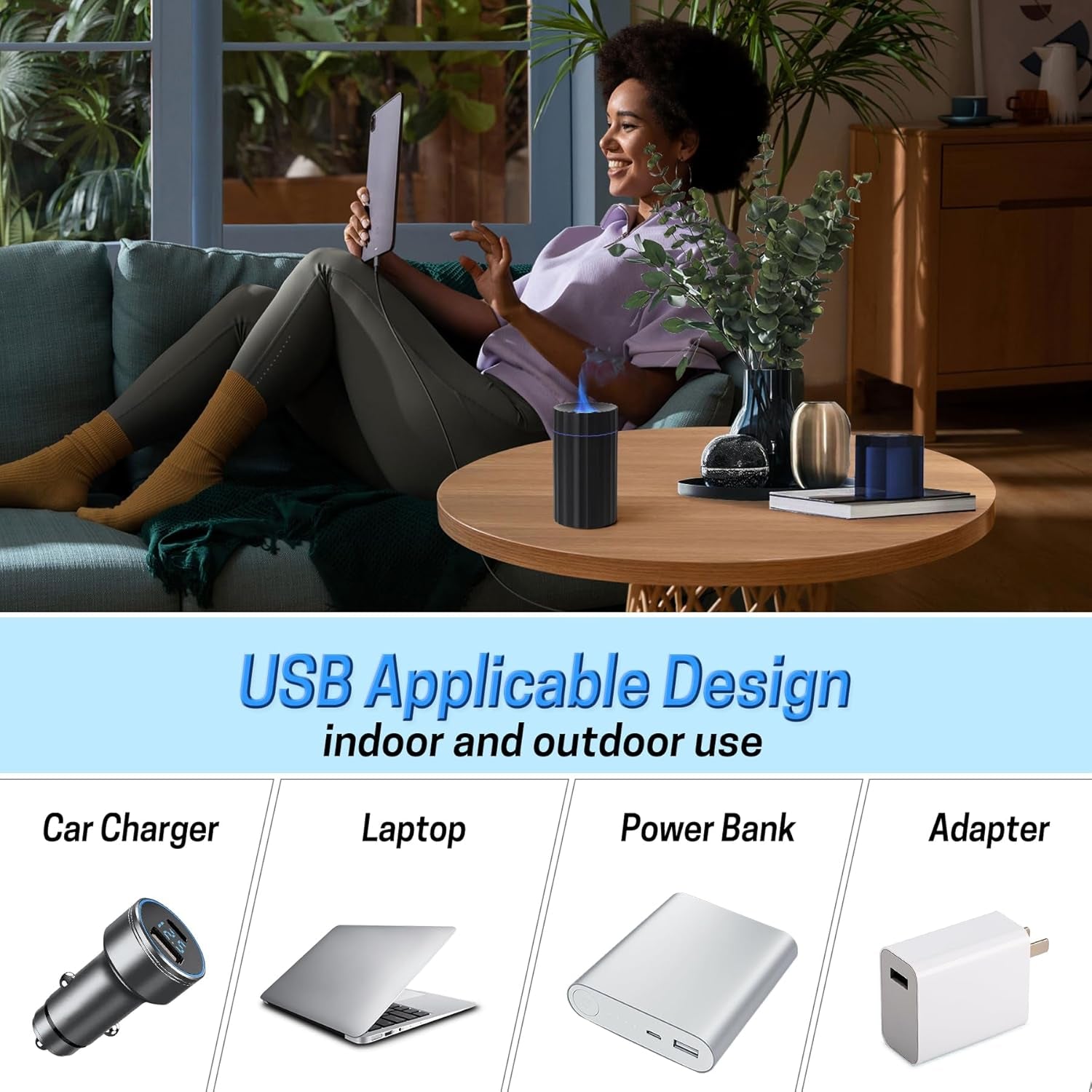 Car Diffuser, Black Car Humidifier,Flame Diffuser for Essential Oils - Mini Portable Humidifier Cool Mist,100Ml Colorful Air Aroma Diffuser,Aromatherapy Diffuser for Home Office