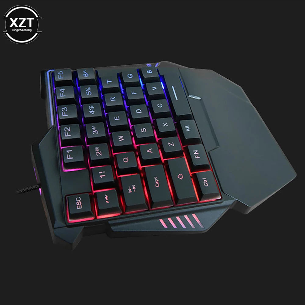 Compact Ergonomic 35-Key One-Handed Mechanical Gaming Keyboard - Portable Wired Design