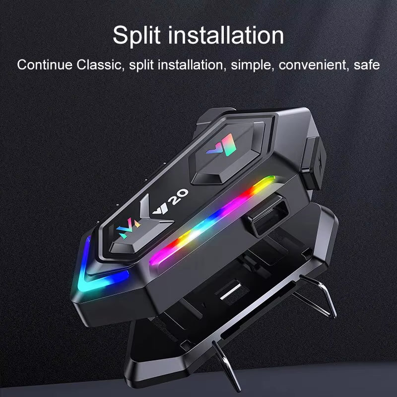 Y20 Motorcycle Bluetooth Helmet Headset V5.3 16 Kind Mode RGB Colorful Lights Earphone IPX6 Waterproof Support All Kind Helmet