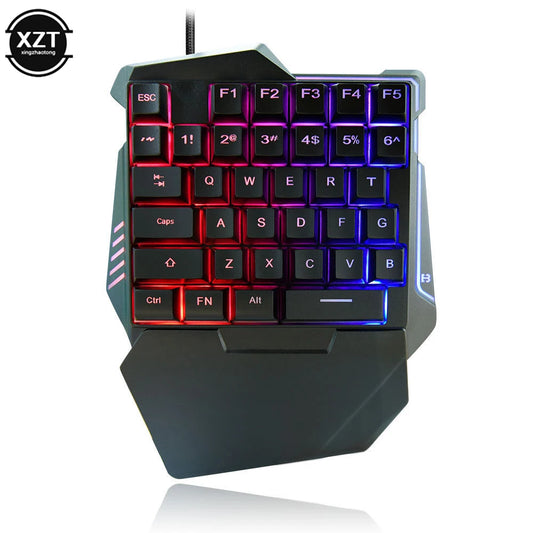 Compact Ergonomic 35-Key One-Handed Mechanical Gaming Keyboard - Portable Wired Design