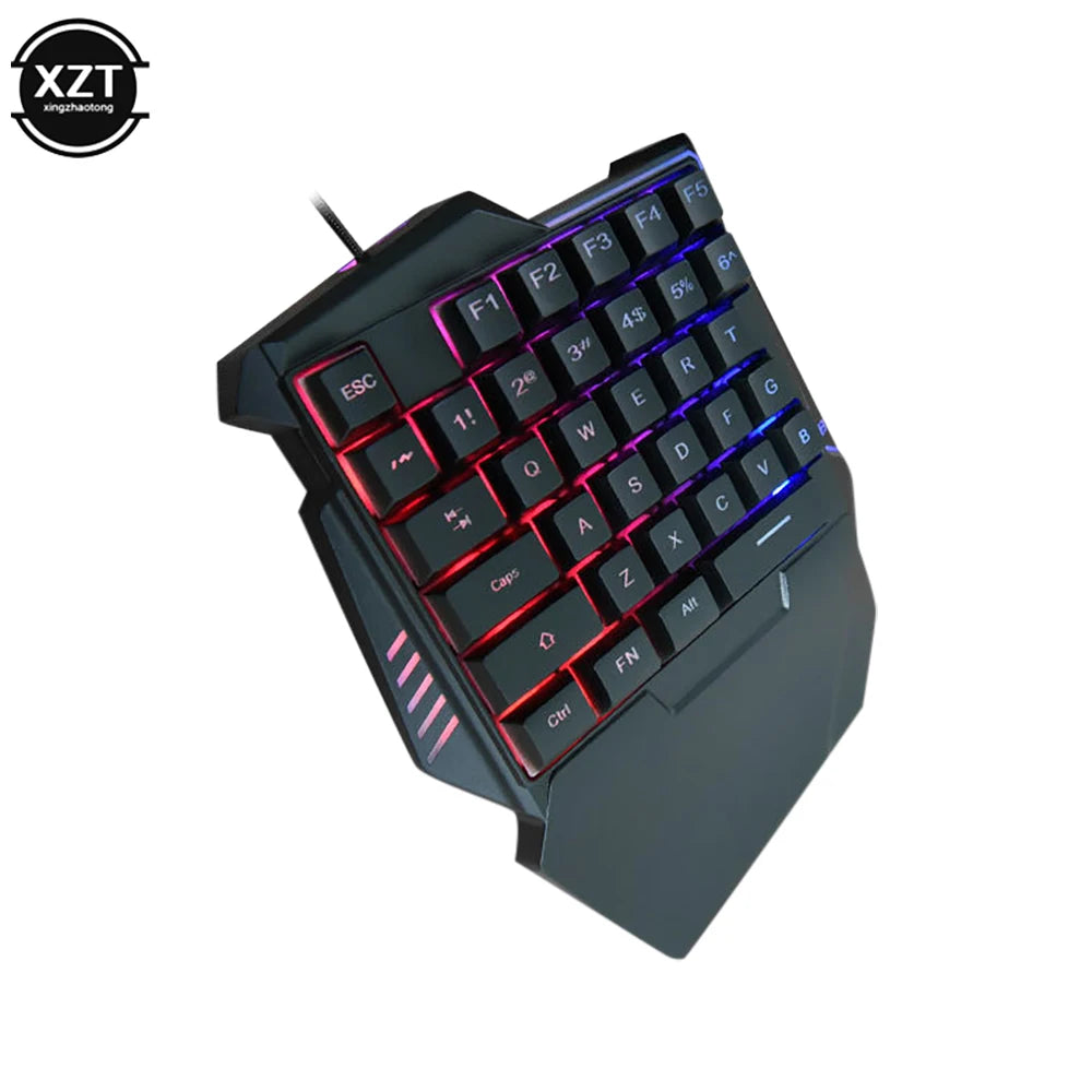 Compact Ergonomic 35-Key One-Handed Mechanical Gaming Keyboard - Portable Wired Design