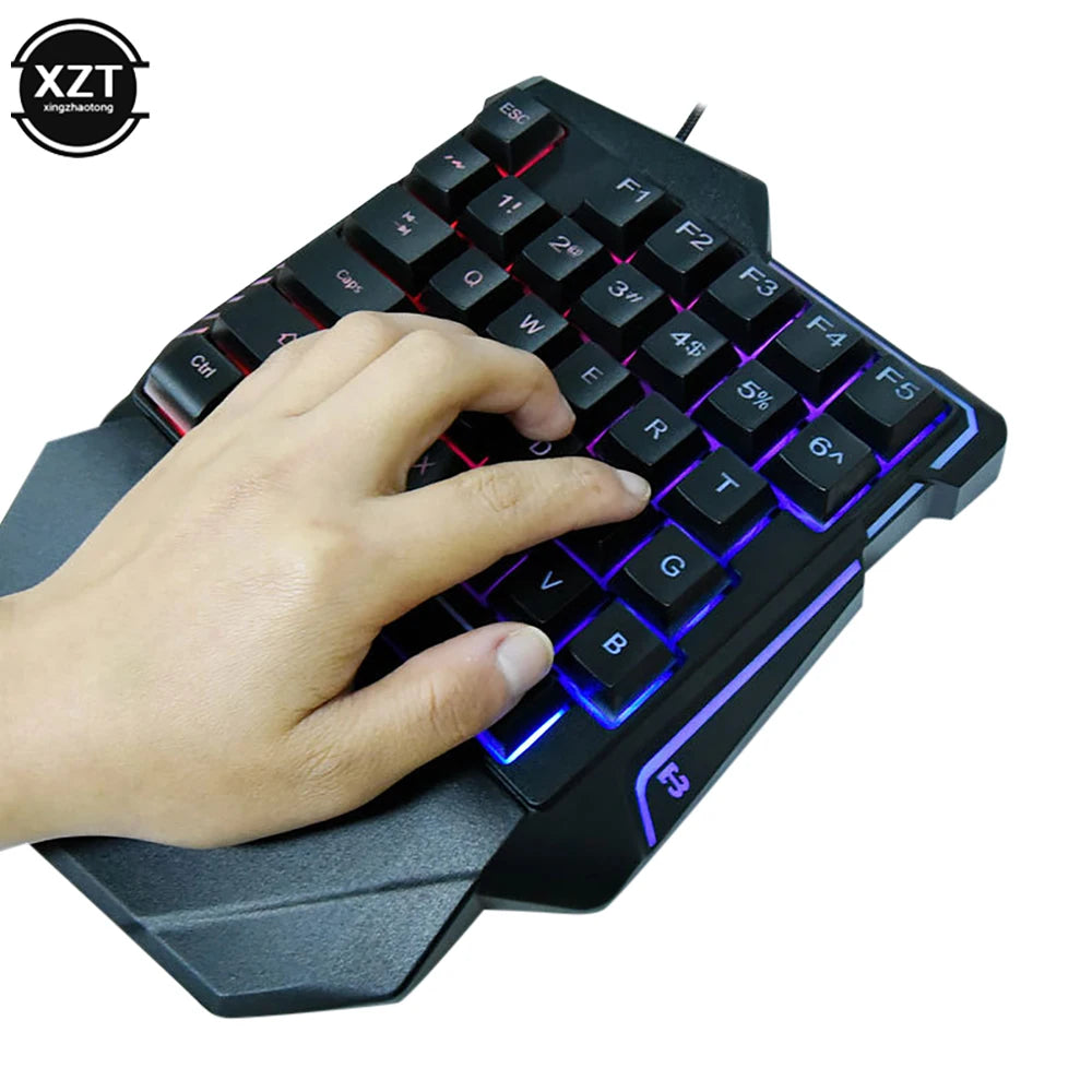 Compact Ergonomic 35-Key One-Handed Mechanical Gaming Keyboard - Portable Wired Design